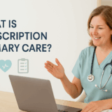 Female Doctor visiting with a patient online.